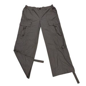 Happily Grey Womens Cargo Pants Gray Size 9 Cotton Adjustable Waist Utility NWT